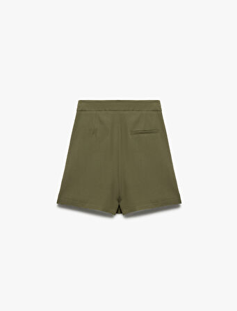 Viskon Keten Karışımlı Kruvaze Mini Şort Etek