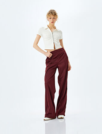 Fermuar Detaylı Slim Fit Drapeli Kısa Kollu Crop Tişört