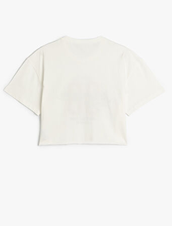 Kolej Baskılı Kısa Kollu Crop Tişört