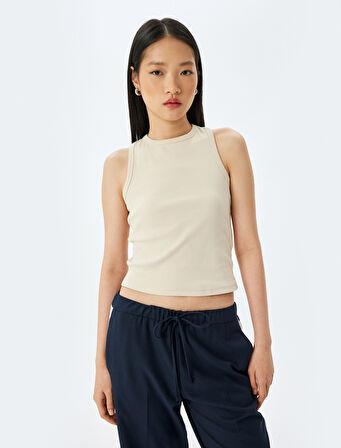 Bisiklet Yaka Kolsuz Slim Fit Basic Kadın Atlet