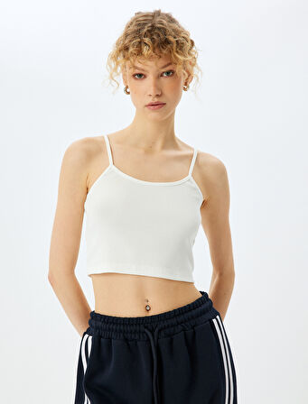 İp Askılı Kolsuz Slim Fit Crop Kadın Bluz