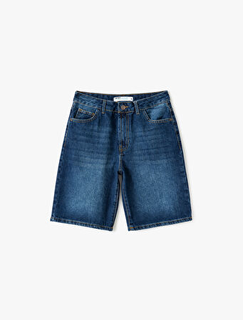Rahat Kesim Normal Bel Denim Şort