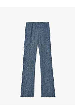 Yüksek Bel Ispanyol Paça Dokulu Skinny Fit Tayt Pantolon Bürümcük