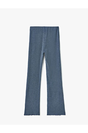 Yüksek Bel Ispanyol Paça Dokulu Skinny Fit Tayt Pantolon Bürümcük