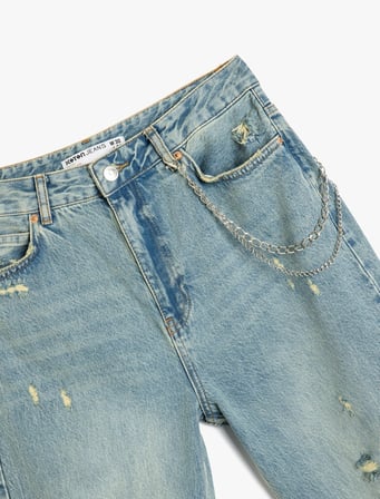 Koton Kadın Jean Pantolon 5SAL40022MD AÇIK İNDİGO