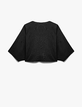 Kısa Kollu Kruvaze Yaka Bağlama Detaylı Oversize Kimono