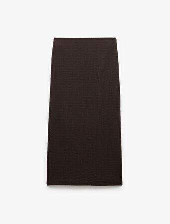 Yüksek Bel Slim Fit Midi Kalem Etek Bürümcük