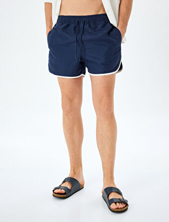 Biyeli Beli Bağcıklı Basic Deniz Şortu