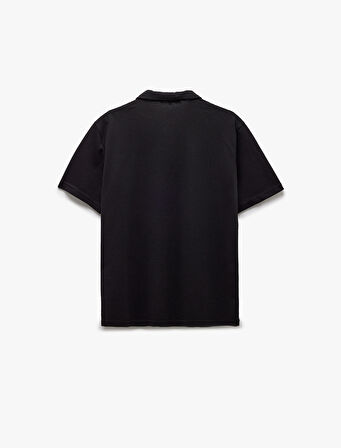Kısa Kollu Dokulu Regular Fit Polo Yaka Tişört