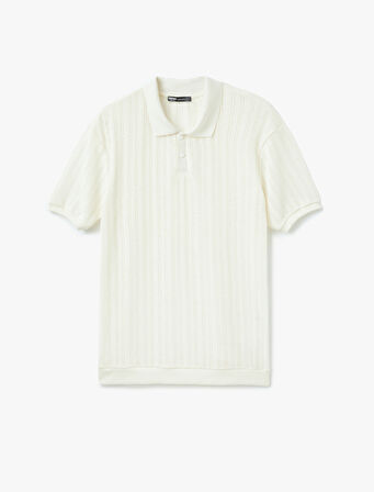 Kısa Kollu Regular Fit Pamuk Karışımlı Dokulu Polo Yaka Tişört