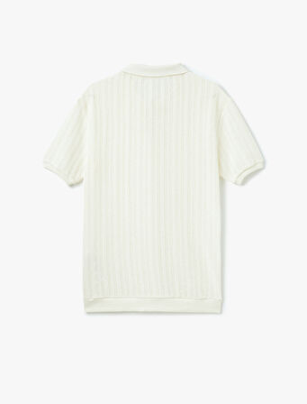 Kısa Kollu Regular Fit Pamuk Karışımlı Dokulu Polo Yaka Tişört