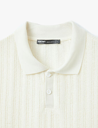 Kısa Kollu Regular Fit Pamuk Karışımlı Dokulu Polo Yaka Tişört