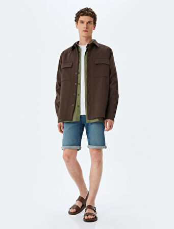 Bermuda Pamuklu Cep Detaylı Slim Fit Kot Şort