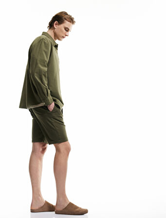 Pamuklu Chino Cepli Bermuda Slim Fit Yazlık Şort
