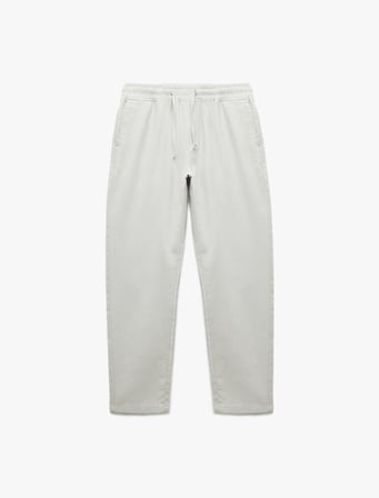 Beli Bağcıklı Cep Detaylı Pamuk Keten Karışımlı Chino Pantolon