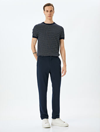 Slim Fit Normal Bel Viskon Karışımlı Chino Pantolon