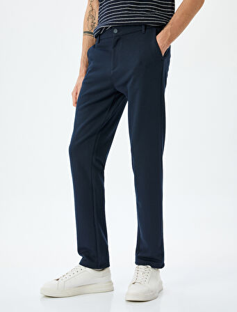 Slim Fit Normal Bel Viskon Karışımlı Chino Pantolon
