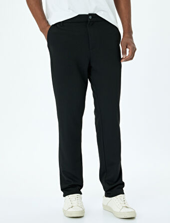 Slim Fit Normal Bel Viskon Karışımlı Chino Pantolon
