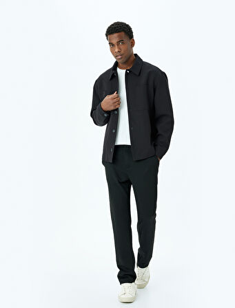 Slim Fit Normal Bel Viskon Karışımlı Chino Pantolon