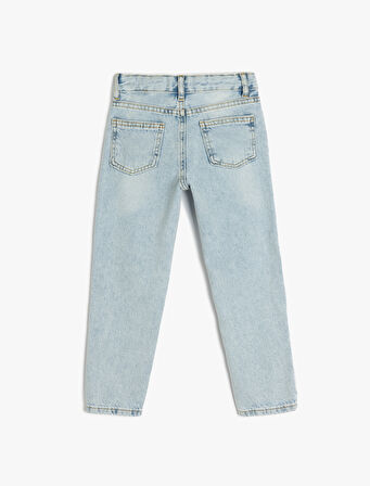 Pamuklu Beli Ayarlanabilir Lastikli Denim Pantolon