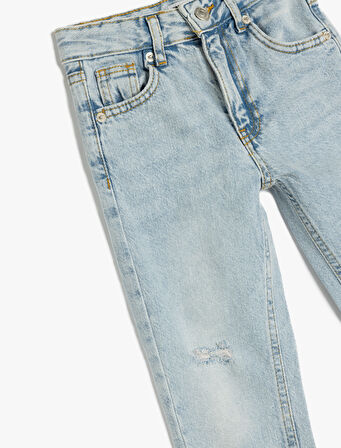 Pamuklu Beli Ayarlanabilir Lastikli Denim Pantolon
