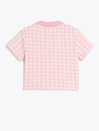 Pamuklu Polo Yaka Kısa Kollu Basic Crop Tişört
