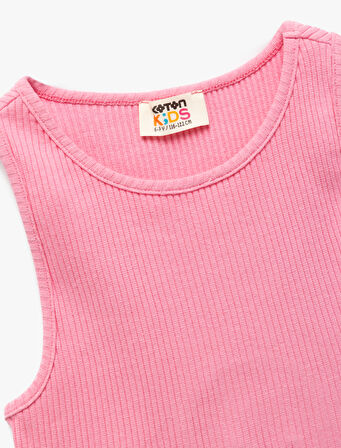 Pamuklu Arkası Pencere Detaylı Kaşkorse Basic Crop Atlet