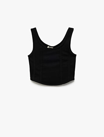 Pamuklu Slim Fit U Yaka Kalın Askılı Crop Atlet
