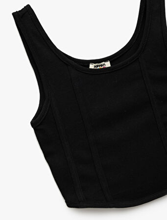 Pamuklu Slim Fit U Yaka Kalın Askılı Crop Atlet