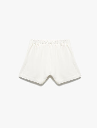 Pile Detaylı Beli Lastikli Viskon Şort 