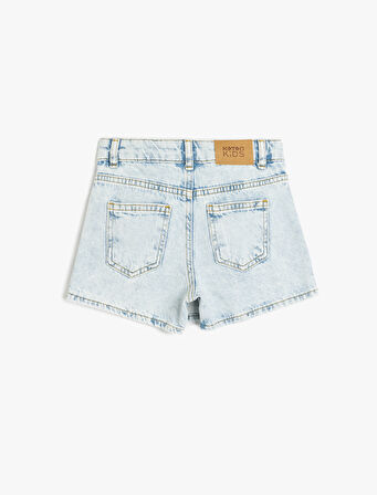 Pamuklu Düğme Detaylı Kruvaze Denim Şort Etek