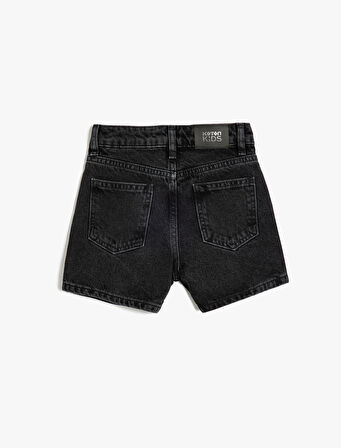Taş Detaylı Pamuklu Cepli Denim Şort