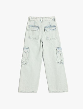 Geniş Paça Cepli Kargo Kot Pantolon