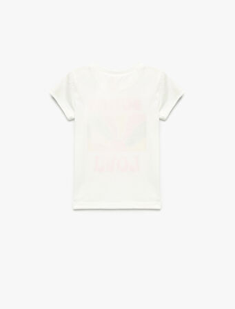  Kısa Kollu Bisiklet Yaka Pamuklu Yaz Temalı Baskılı Tişört