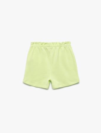 Beli Lastikli Pamuklu Dokulu Mini Şort