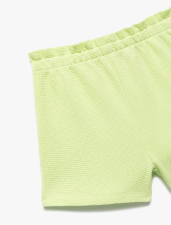 Beli Lastikli Pamuklu Dokulu Mini Şort