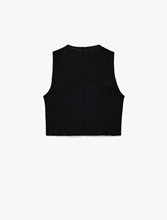 Aerobin Kumaş V Yaka Düğmeli Blazer Yelek