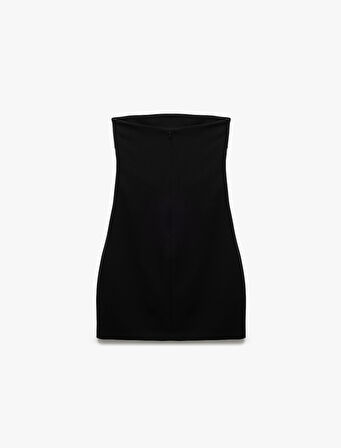 Scuba Krep Kumaş Drape Detaylı Mini Straplez Elbise