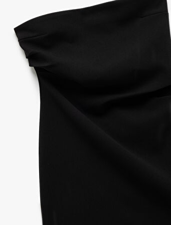 Scuba Krep Kumaş Drape Detaylı Mini Straplez Elbise