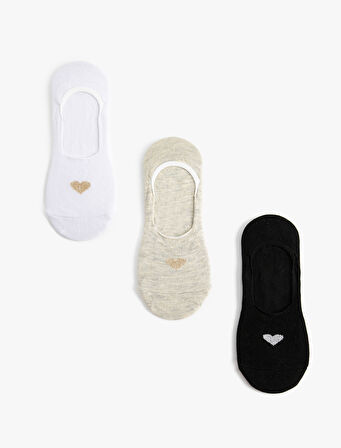 Babet Çorap Seti 3'lü Kalp Desenli Sim Detaylı