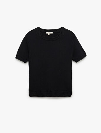 Bisiklet Yaka Kısa Kollu Triko Kazak