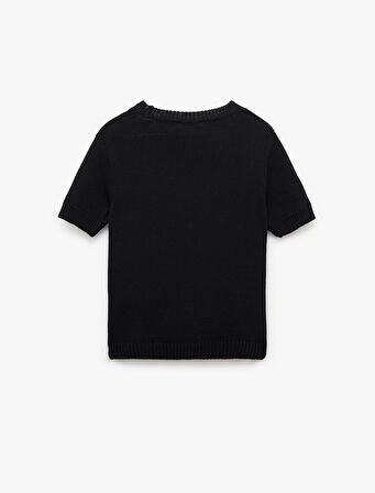 Bisiklet Yaka Kısa Kollu Triko Kazak