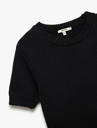 Bisiklet Yaka Kısa Kollu Triko Kazak