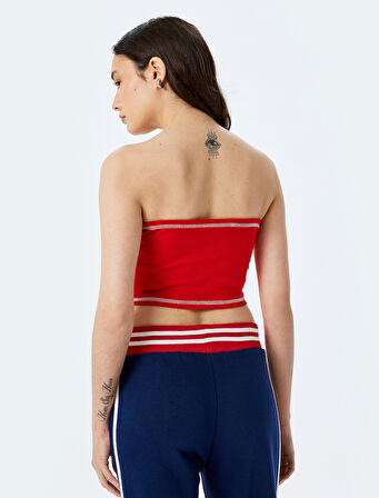 Slogan Baskılı Straplez Kolsuz Crop Atlet