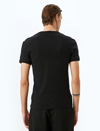 Kısa Kollu Bisiklet Yaka Pamuklu Slim Fit Tişört