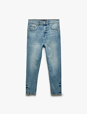 Pamuklu Normal Bel Cepli Loose Fit Jean Pantolon - Steve Jean
