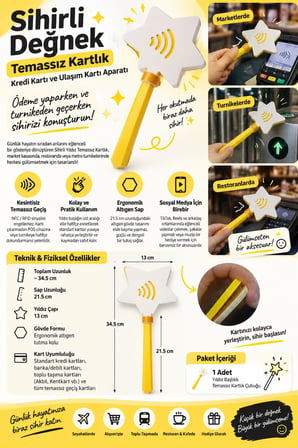 Sihirli Değnek Temassız Ödeme Kartlığı - Kredi Kartı ve Akbil Uyumlu Eğlenceli Kart Tutucu Çubuk