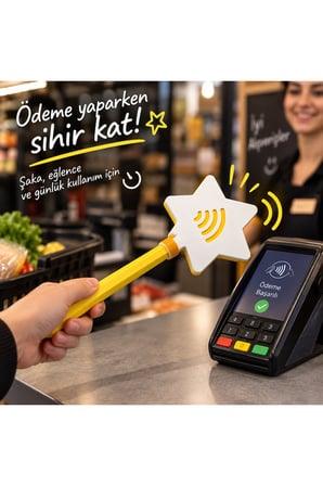 Sihirli Değnek Temassız Ödeme Kartlığı - Kredi Kartı ve Akbil Uyumlu Eğlenceli Kart Tutucu Çubuk