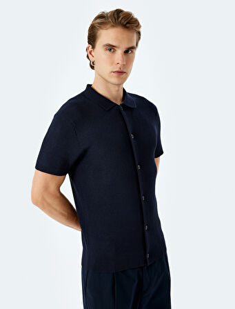 Viskon Kısa Kollu Düğmeli Polo Yaka Triko Tişört