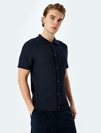 Viskon Kısa Kollu Düğmeli Polo Yaka Triko Tişört